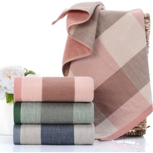140X70cm 100% Cotton gauze towel blanket green/pink/blue plaid pattern large towel body towel