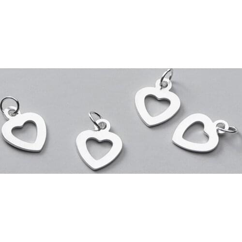 2pcs 925 Sterling Silver Sweet Heart Dangler Charms DIY Jewelry Findings Entire S925 Silver Fancy Women Necklace Hearts Pendants