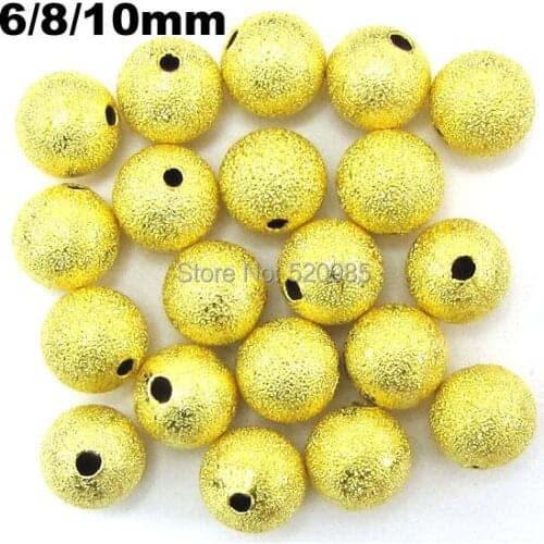 200Pcs=1Lot !) 6 8 10 mm Gold Brass Stardust Round Spacer loose Beads Alloy beads Charms Findings No.BSB02