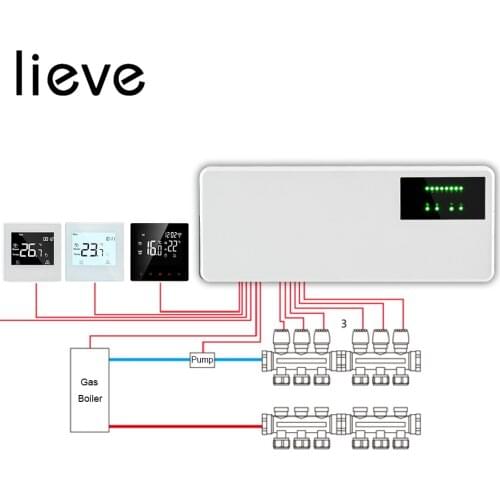 8 Channels Concentrator Hub Controller 8 Sub-chamber Electric Valve LCD Box Indicates Connect Thermostat, Pump, Actuator, Boiler