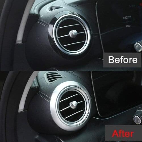 ABS Chrome Side Air Conditioning Vent Outlet Ring Cover Trim For Mercedes Benz E Class W213 2016-2018 Matte Silver