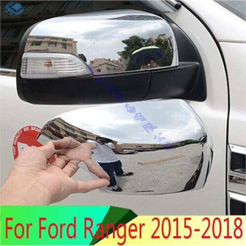 ABS Chrome Door Side Mirror Cover Trim Rear View Cap Overlay Molding Garnish For Ford Ranger 2015-2018