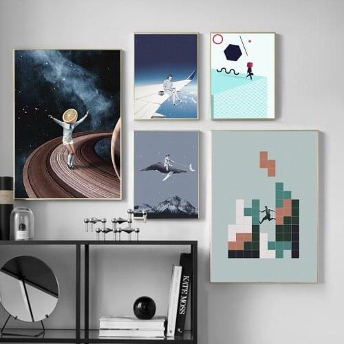 Abstract Sky Whale Graphic Canvas Painting Scandinavia Styles Wall Art Picture Posters Prints for Living Room Home Decor Unframe