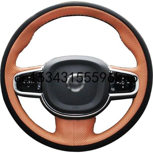 DIY Car Steering Wheel Cover For Volvo s90 xc60 xc90 V90 v60 S60 2018-21 Accessories Top Leather