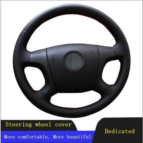 DIY Car Accessories Steering Wheel Covers Black Hand-stitched Comfortable Genuine Leather For Old Skoda Octavia Skoda Fabia