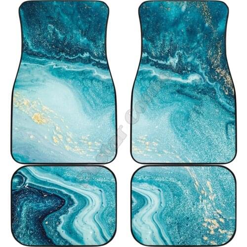 Turquoise liquid marble print Car Floor Mats 3D Printed Pattern Mats Fit for Most Car Anti Slip Cheap Colorful 01