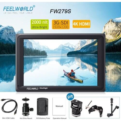 FEELWORLD FW279S 7 Inch 2200nit Daylight Viewable Camera Field Monitor 3G-SDI 4K HDMI Input Output 1920X1200 7" IPS Monitor