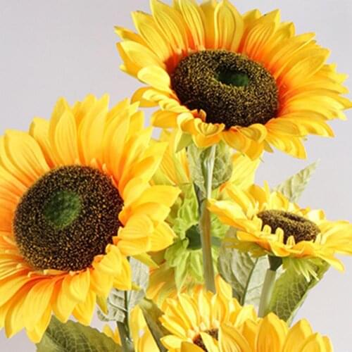 Artificial Sunflower Beautiful Realistic Fadeless Fake Sunflower Artificial Flower Bouquet Floral Decor for Wedding Home Decor