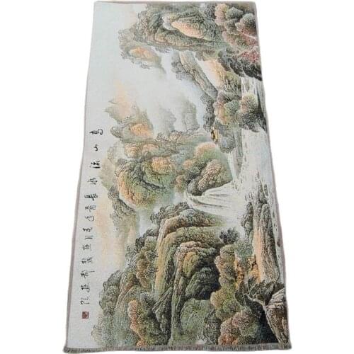 China old silk like hanging painting Embroidery Landscape painting long 120cm