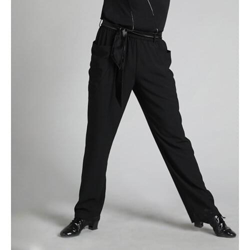 Latin Dance Costume Male Adult Black Dance Pants Professional Competition Suit Ballroom Dance Clothes Practice Black Pants BI426