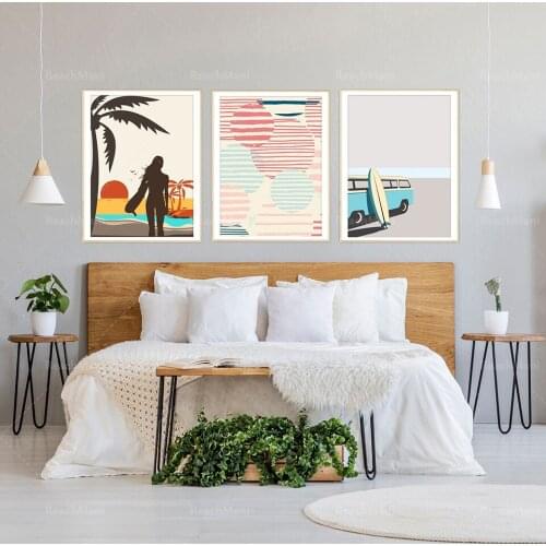 Surfing Summer Van, Palm Tree Sunrise, Tropical Paradise, Surfer Bliss, Surfer Girl Beach Sunset, Summer Adventure Set, Surf Vin