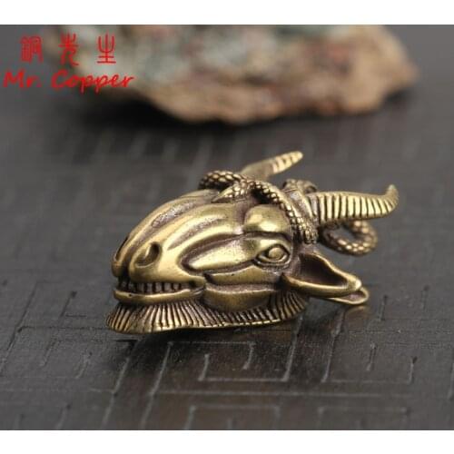 Copper Snake Sheep Head Home Decor Ornaments Creative Mini Animal Statue Crafts Desk Decorations Vintage Miniatures Figurines