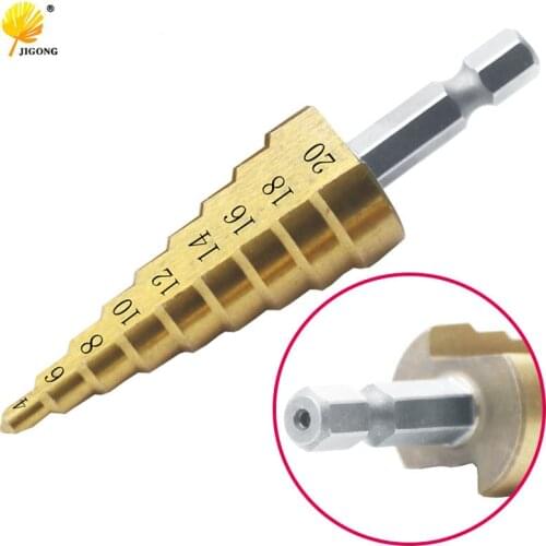 Metric Spiral Flute Step HSS Steel 4241 Cone Titanium Coated Drill Bits Tool Set Hole Cutter 4-20mm