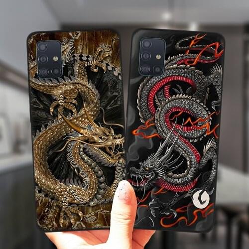 Fashion Vintage Chinese Dragon Phone Case For Samsung M51 M31 M11 M21 M30S M40 NOTE 20 Ultra 10 Pro 9 8 Black Silicone Cover