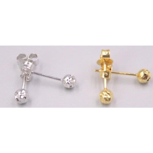 Genuine Real 18K Gold Small 4mm Ball Stud Earrings Stamp Au750 (Yellow and White Gold available)