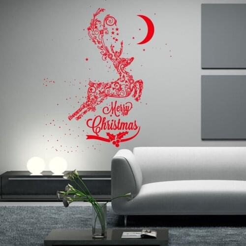 New Year DIY home decor new snow Merry christmas wall stickers window deer glass wall decal Wallpaper adornos navidad