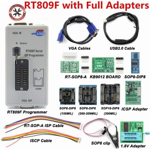 2021 Newst Original RT809F ISP Programmer/ RT809 lcd usb programmer Repair Tools 24-25-93 serise IC with Full adapters
