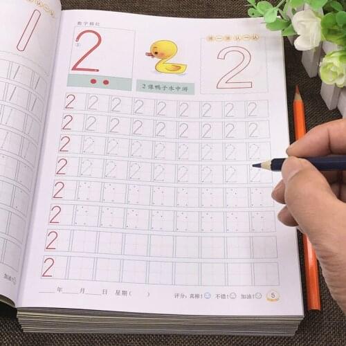 New 10 books/set of childrens digital tracing red Chinese character phonetic workbook Handwritten Math Textbook Exercise Book