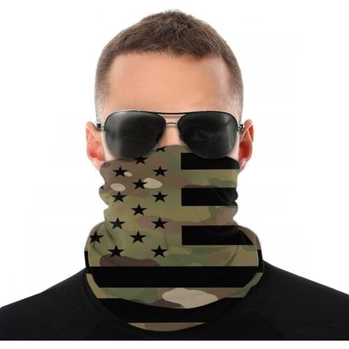 U.S. Flag Military Camouflage Scarf Neck Face Mask Men Women Fashion Neck Gaiter Tubular Bandana Headband Cycling Hiking