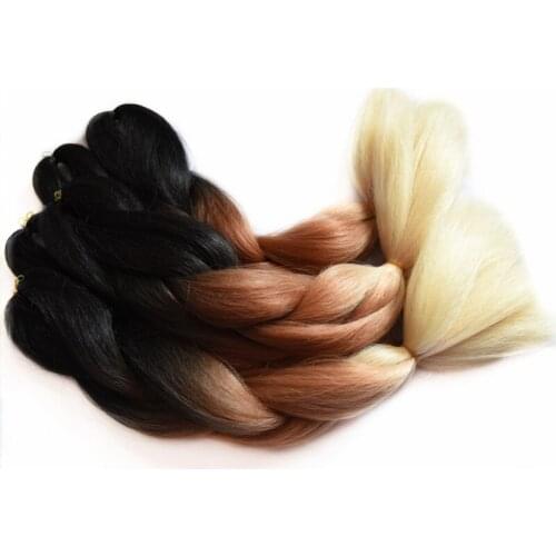 Synthetic Ombre Braiding Hair Jumbo Braids Crochet Hair Heat Resistant Gradient Three Colors