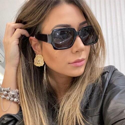 Trend Square Sun Glasses For women Fashion 2020 Female Vintage Rectangle Brand Designer Big Frame Black Sun Glasses Female UV400