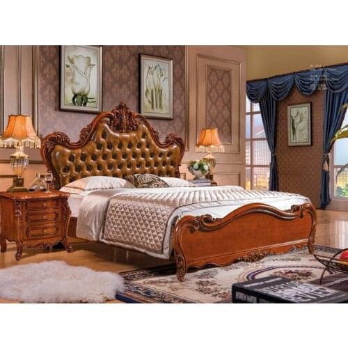 Modern european solid wood bed Fashion Carved 1.8 m bed french bedroom furniture DN210