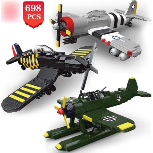 Star High-Tech WW2 F4U Military Fighter Aircraft Building Blocks with Small Bricks Toys Kids Holiday Gift