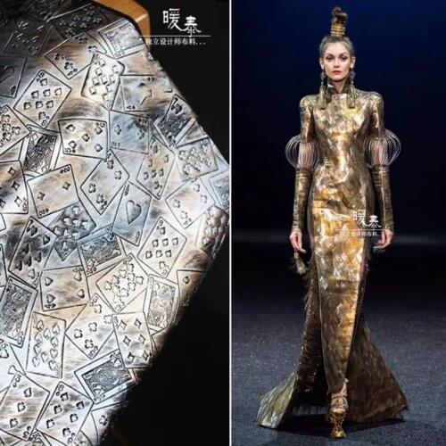 Emboss Synthetic Leather Fabric Playing CARDS Texture DIY Patchwork Bags Coat Crafts Stage Decor COSplay Designer Fabric