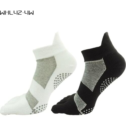 Whlyz Yw 5 Pairs/Lot Cotton Five Finger Socks Non-Slip Breathable Separate Toes To Reduce Bacterial Growth Socks With Toes Black