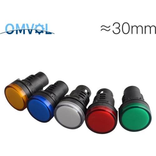 1PC 30MM 5V(6.3V) 12V 24V 220V Panel Mount LED Power Indicator Pilot Signal Light Lamp