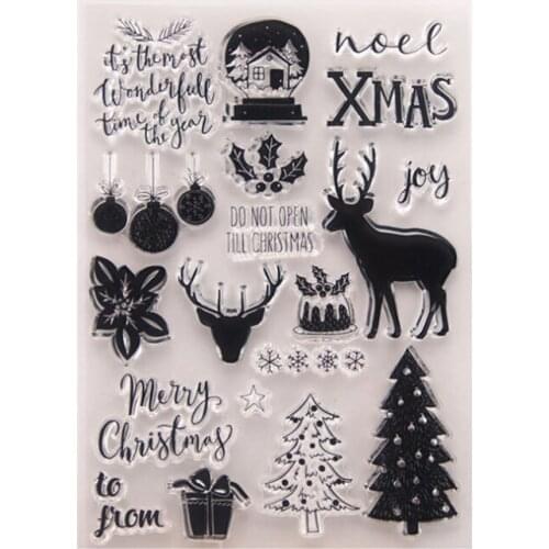 1pc Christmas Transparent Clear Silicone Stamp Seal DIY Scrapbook Rubber Hand Account Photo Album Diary Decor Reusable 15.5*10cm