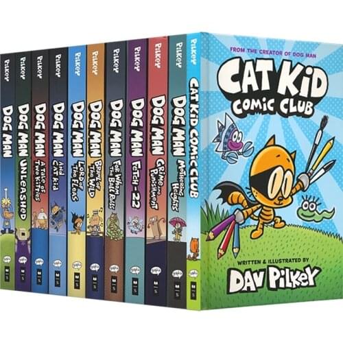8 Books /Set Dog Man Collection Kids Child Hilarious Humor Novel Manga English Comic Book funny Gifts for Children 5-12 years