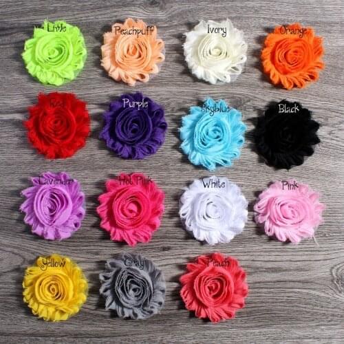 120pcs/lot 2.6" 15colors Fashion Chic Shabby Chiffon Flowers For Wedding Bouquet Artificial Fabric Flowers For Bridal Decoration