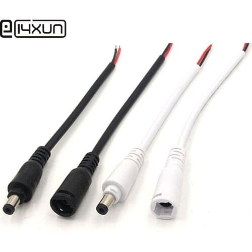 2pcs 2.1*5.5mm DC Power jack Plug with 15cm Wire 12V RGB LED Strip Light Connector 5.5x2.1 mm Adapter Buckle type