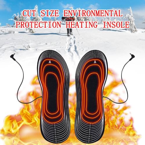 2021 Warm Carbon Fiber Electric Heating Insoles winter Heating Insoles USB Rechargeable with 4.5V Battery Box for Skiing Camping
