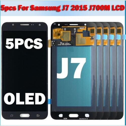5pcs/lot OLED For SAMSUNG GALAXY J7 LCD 2015 J700 J700F J700M J700H LCD Display Touch Screen Digitizer Adjustable Brightness