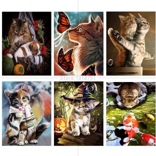 5d diy diamond painting Cat Fish Cross Stitch Rhinestone mosaic decorative Diamond embroidery Home Decoration