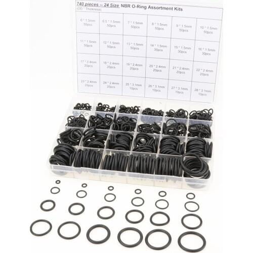 740 Pcs NBR Grommets 24 Sizes Grommets O-Ring Assortment For Car Vehicle Auto Repair