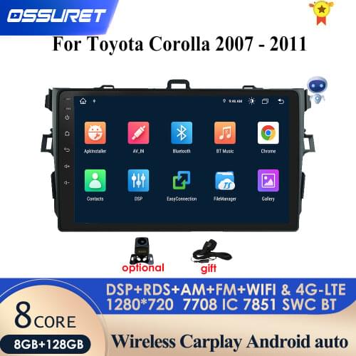 2Din android 10 Car Radio Multimedia Player For Toyota Corolla 2007 2008 2009 2010 2011 2 din GPS Navigation Head Unit Cam-in PC