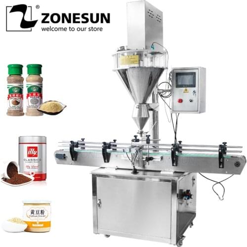 ZONESUN Automatic Dry Talcum Powder Can Filler Toner Detergent Powder Stirring Filling Machine Packaging Machinery