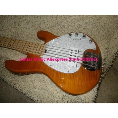 Bass Guitars Brwon Flame Top 5 Strings Electric Bass High Quality Free Shipping
