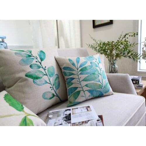 Free shipping/Nordic fresh cotton and linen hold pillow cushion for leaning on 45 * 45 watercolor leaves No Inner