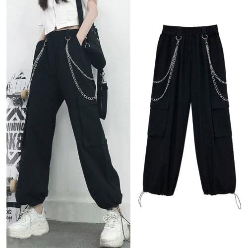 Cargo Pants Women Casual Elastic Waist Jogger Pants Female Loose Hip Hop Trousers Plus Size High Waist Streetwear Pants S-4XL