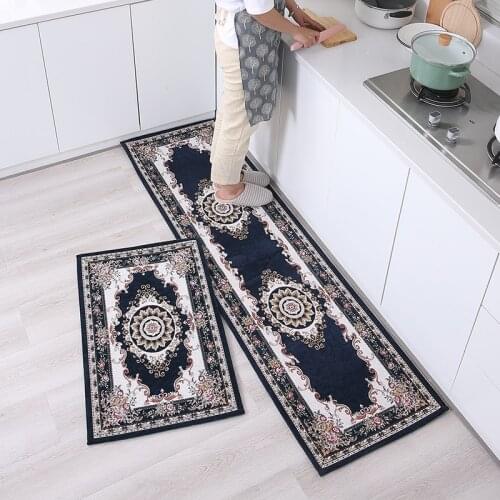 Floral Kitchen Mat Absorb Water Oil Jacquard Kitchen Carpet Europe Doormat Entrance Floor Mat Area Rug for Bedroom Living Room