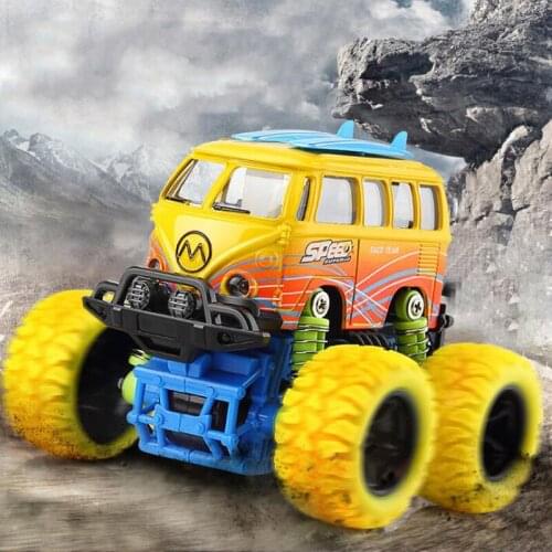 Childrens toy SimulationFour-Wheel Drive Off-Road Big Wheel Alloy Bus Mini Inertia Car Baby Educational Toys Off-Road Bus