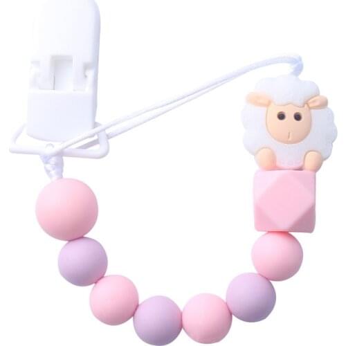 Baby Pacifier Clip Pacifier Chain Sheep Shape Hand Made Cute Colourful Beads Dummy Clip Baby Soother Holder For Baby Kid