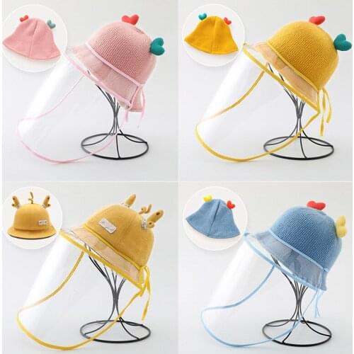 Infant baby hat anti-droplet protective cap childrens warm hat detachable face mask baby isolation cap newborn girl boy hat