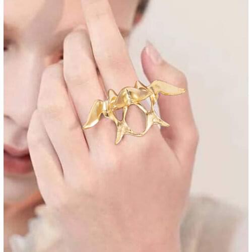 Docona 1pcs Punk Irregular Geometry Hollow Joint Midi Rings for Women Hip Hop Metal Alloy Gold Jewelry Accessories Anillos 19648