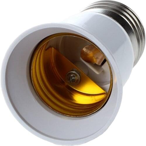 E27 to E27 Bulb Holder Silver Tone White Adapter Extender