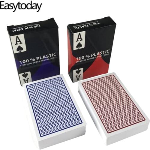 Easytoday 2Pcs/set Waterproof PVC Poker Cards Red And Blue Entertainment Baccarat Playing Cards Texas Hold'em Poker Games